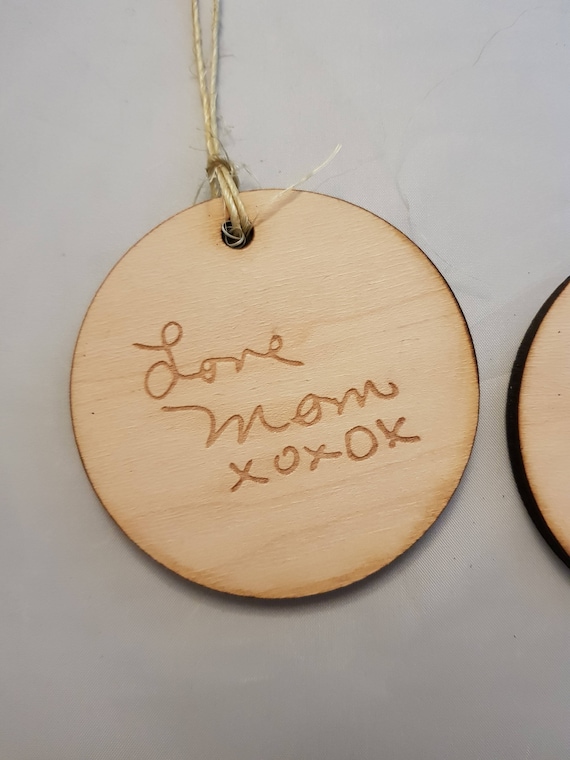 Your Hand Writing ornament, Actual Handwriting, In Memory Of, Personalized , double sided  Actual Sketch, Wood wooden Engraving, unique gift