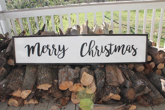 Large Merry Christmas Sign, Merry Christmas, Sign, Country, Shabby Chic, Farm House, Sign, wood wooden Cut Out Words, Footstepsinthepast