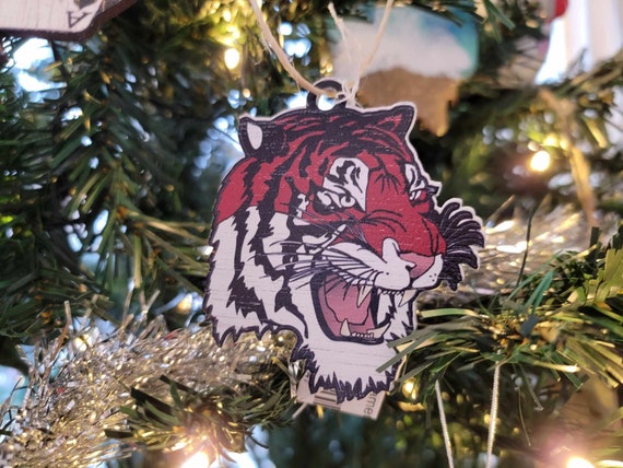 Printed Ornament Tiger Mascot School Academy Printed Logo Tree Circleville Keychain Decoration Décor Wood Sign Gift