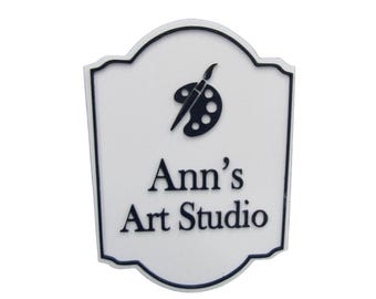 Custom Art Studio Sign – Personalized Wood Logo Sign with Raised Text – Creative Studio & Workshop Decor