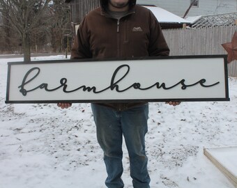 Farmhouse Wood Sign, Extra Large Country Sign ,Large Raised Letter, Over-sized, Wood, Extra Large, Couch Sign, Fireplace Sign, Gift