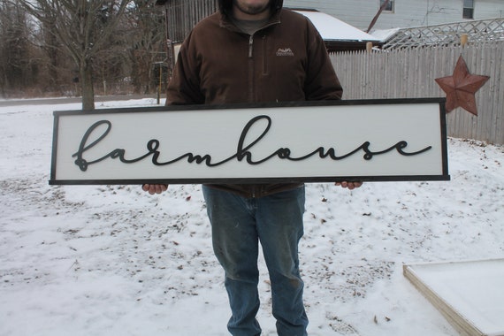 Farmhouse Wood Sign, Extra Large Country Sign ,Large Raised Letter, Over-sized, Wood, Extra Large, Couch Sign, Fireplace Sign, Gift