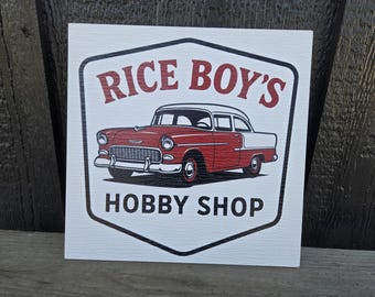 Hobby Car Shop Garage Vintage Classic Cars Dad gift Grandpa gift PVC Outdoor