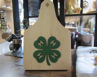 Livestock Wooden Decor Ear Tag 4H Clover Farm Animals Tier Tray Decor Farmer Wood Cutout Green Head Heart Hands and Health Cloverbuds Cute