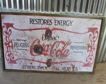 Antique Coca-Cola Barn Sign Coke PVC Textured Finish Weatherproof Fade Resistant Rustic Waterproof Decor soda Printed Outdoor Pop Drink