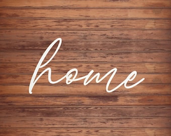 Home Natural Wood Script Letters Sign – Simple Neutral Wall Accent – Great Gift for Family or Friends