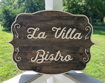 Bistro Sign, Restaurant Sign, Coffee Sign, Deli Sign, Ebony and Ivory, Large Custom Business Sign, Business Logo, Sign, Interior, Exterior