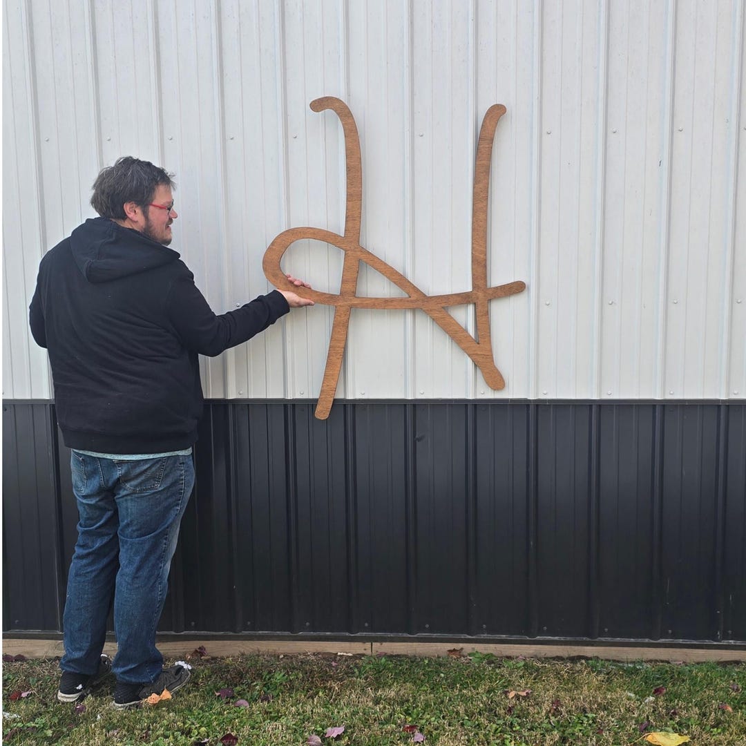 Large Wooden Script Letter Stained – Custom Cut Wood Monogram Sign for ...
