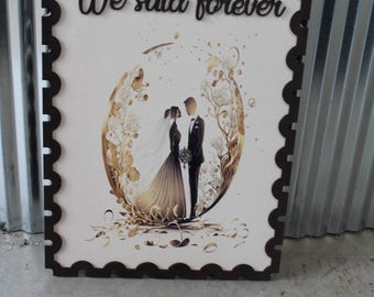 Handmade Wedding Vows Sign: Romantic Scallop Decor