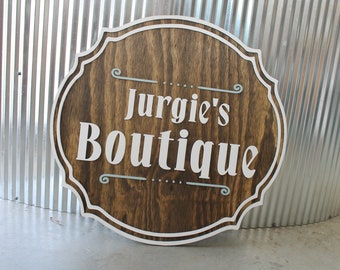 Custom Boutique Business Sign Clothing Store Artisan Oval 3D Large Custom Indoor Outdoor Small Business Laser Cut Wood Sign farmhouse