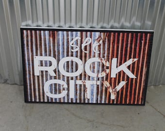 See Rock City Faux Metal UV Print Hanging Decorative Rustic Sign Country Pretty Outdoor Decor House PVC Square