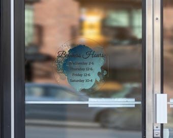 Custom Store Hours Store Front Business Logo Personalized Clock Decal Sticker For Your Business Full Color
