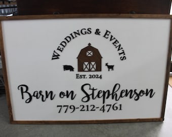 Wedding and Events Custom Business Sign Rectangle 3D Large Custom Indoor Outdoor Small Business Logo Laser Cut Wood Sign Barn Farm
