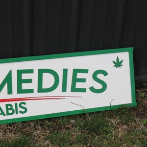 Medical Remedies Cannabis Dispensary Sign Wooden Handmade 3D Business Commerical Signage Herbal Layered Sign Single or Double sided image 4