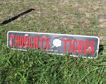 Custom Distressed Sign Thoughts Tigres ThoughtBubble Cigar Lounge Oversized Rustic Business Logo Bar Barn Wood 3D BBQ Patio Garage ManCave