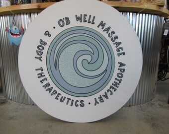 Custom Sign Wood Massage Apothecary Therapy Office Your Logo Handmade 3D Signage Round Circle Health Care Commercial Business Professional