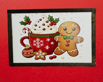 Gingerbread & Hot Cocoa Christmas Art – Festive Holiday Treats Illustration for Cozy Kitchen, Winter Decor, or Seasonal Display