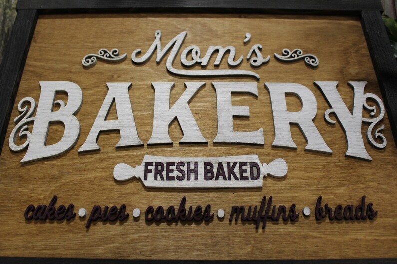 Moms Bakery Wood Sign Served Hot and Fresh Advertising Kitchen - Etsy