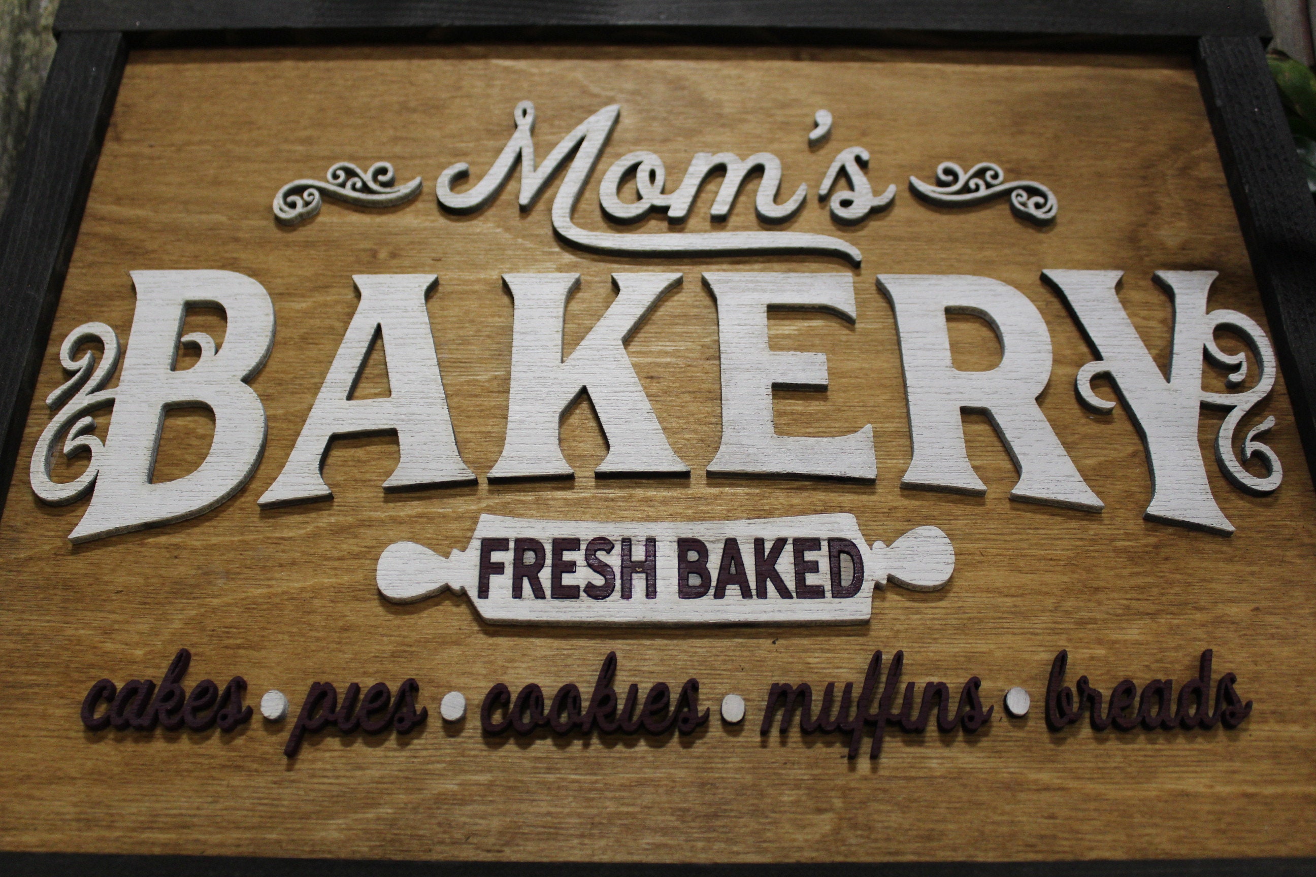 Moms Bakery Wood Sign Served Hot and Fresh Advertising Kitchen - Etsy