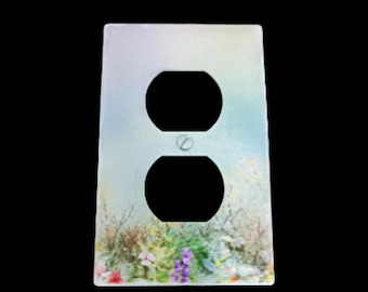 Floral Outlet Cover • Printed Duplex Wall Plate • Cottagecore Garden Switch Plate • Decorative Electrical Cover