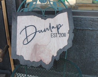Wedding Anniversary Shower Gift Personalized Last name Established Year Gifts for Them Home Decor Handmade Layered Sign Wall Art Reception