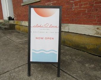 Boutique Aloha Boardwalk Free Standing Sign By The Beach Full Color Printed on Wood Your Logo Sidewalk Sign Wooden Sign A Frame Advertising
