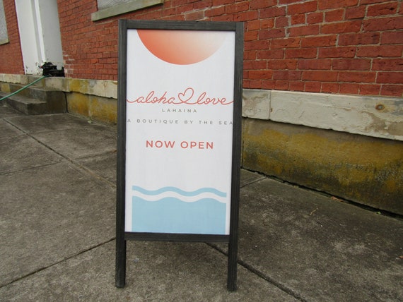 Boutique Aloha Boardwalk Free Standing Sign By The Beach Full Color Printed on Wood Your Logo Sidewalk Sign Wooden Sign A Frame Advertising