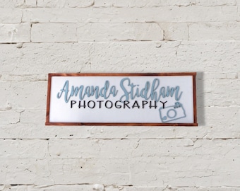 3D Layered Photography Sign • Raised Wood Business Logo • Custom Photographer Studio Decor