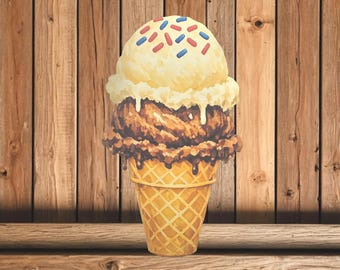 Ice Cream Cone Printed PVC Cutout – Large Summer Wall Art – Sweet Shop or Outdoor Décor  Weatherproof
