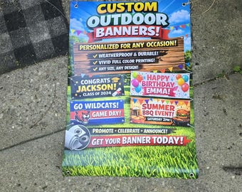 Custom Event Banner • Personalized Full‑Color Vinyl Banner • Graduation • Birthday • Sports • Party Sign • Any Occasion Outdoor Banner