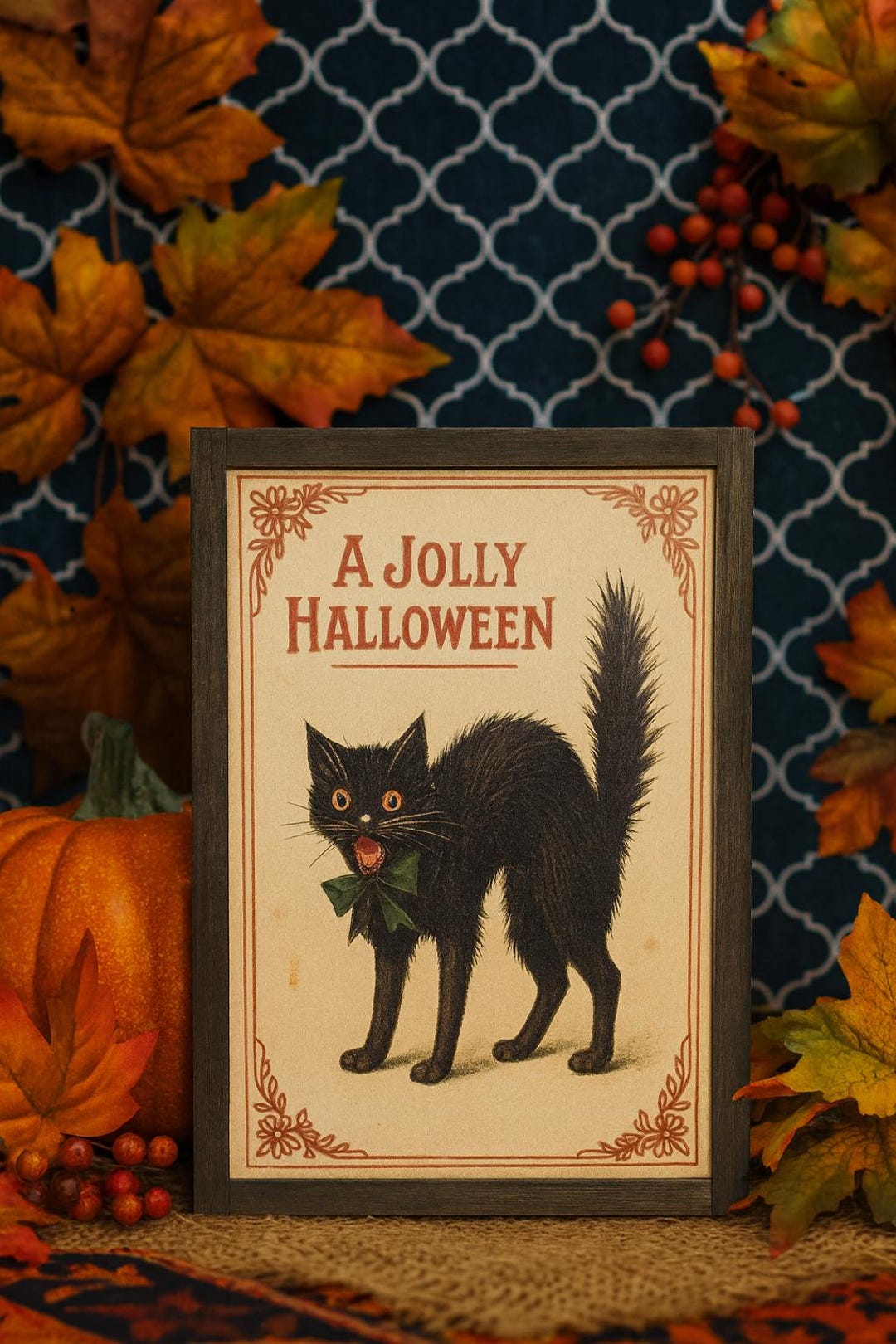 Vintage Halloween Black Cat Print – “A Jolly Halloween” Retro Wall Art ...