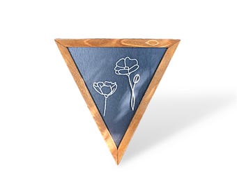 Custom 3D Wood Floral Sign • Raised Flower Wall Art • Modern Boho Triangle Sign • Minimalist Wood Home Decor