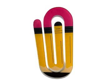 Acrylic Jumbo Pencil Paper Clip Pencil Design – Printed Stationery Décor for Teachers, Writers, and Office Gifts