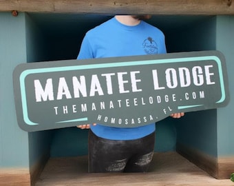 Custom Lodge Sign – Waterproof PVC Outdoor Airbnb Welcome Sign with Logo
