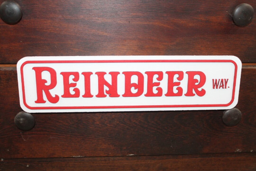 Reindeer Way Street Sign Directional Christmas Winter Santa Wooden ...