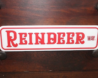 Reindeer Way Street Sign Directional Christmas Winter Santa Wooden Handmade Decor Prop Decoration Layered Sign 3D