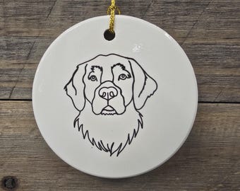 Mixed Breed Dog Line Art Ornament – Minimalist Ceramic Rescue Pup Gift