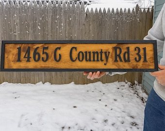 Custom Wooden Address Sign – Rustic Outdoor House Number Plaque – Personalized Street Address – Farmhouse Decor