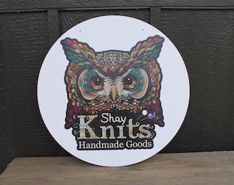 Custom Knitting Crochet Company Weatherproof PVC Sign Your Logo Personalized Round Circle Textured Ready for your Business Logo Personalized