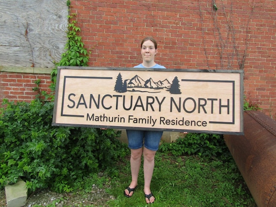 Custom Family Residence Sign Commerical Signage Sanctuary North Mountains Outdoors Wooden Raised Letters Made To Order Oversized Large Trees