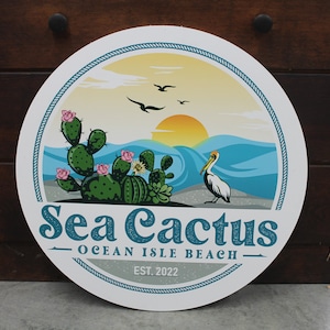 Personalized Smooth Waterproof Sign Colorful PVC Plastic Fade Resistant Round Circle Logo Custom Business Ocean Cactus Signage Commerical