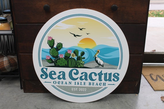 Personalized Smooth Waterproof Sign Colorful PVC Plastic Fade Resistant Round Circle Logo Custom Business Ocean Cactus Signage Commerical