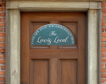 Custom Half Circle Printed Business Sign • Personalized Storefront Sign • Rustic Logo Sign • Small Branding Decor • Neighborhood Shop Sign