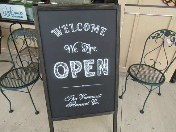 Welcome We Are Open A Frame Freestanding Sign Flannel Company - Etsy
