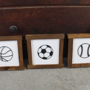 Boys Room Sports Playroom Soccer Basketball Baseball Game Day Gym Nursery Toy Room Garage Set of 3 Handmade Decor Baby Gift