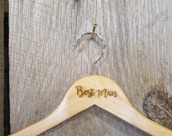 Best Man Suit Clothes Hanger Bridal Party Engraved Hard Wood Coat Sturdy Wedding Bromellow Personalized