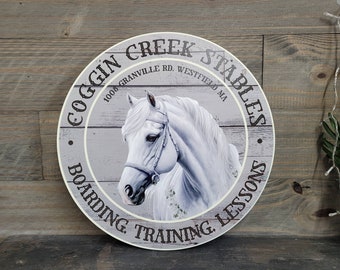 Horse Stable Riding Lessons Boarding Address Sign Commerical Business Custom Sign  Smooth Printed Weather Resistant Fade Proof