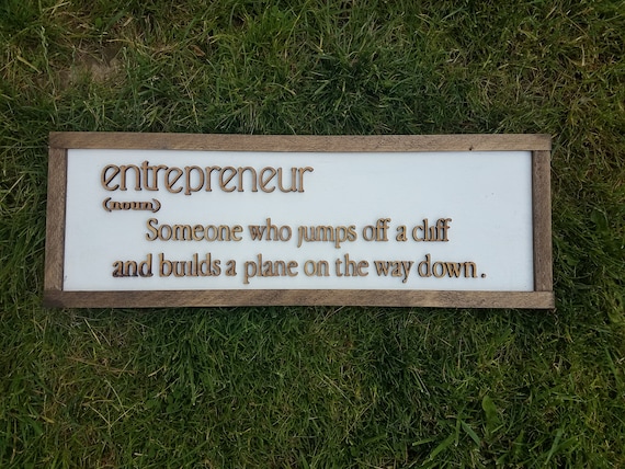 Entrepreneur Gift, Self Employed, Boss Gift, Small Business Owner, Business, Sign, 3D, Raised Text, Framed,  White, Rustic
