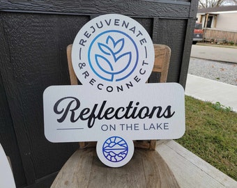 Custom Contour Logo PVC Sign Textured Rejuvenate Lake Spa Outdoor Ready for your Business Logo Great For Outdoor Ready to Hang Mount