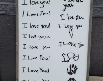 I Love You Custom Handwriting Sign Kids Parents Grandparents Gift mom dad Raised 3D Note Handwritten Wedding Christmas Family Cousin